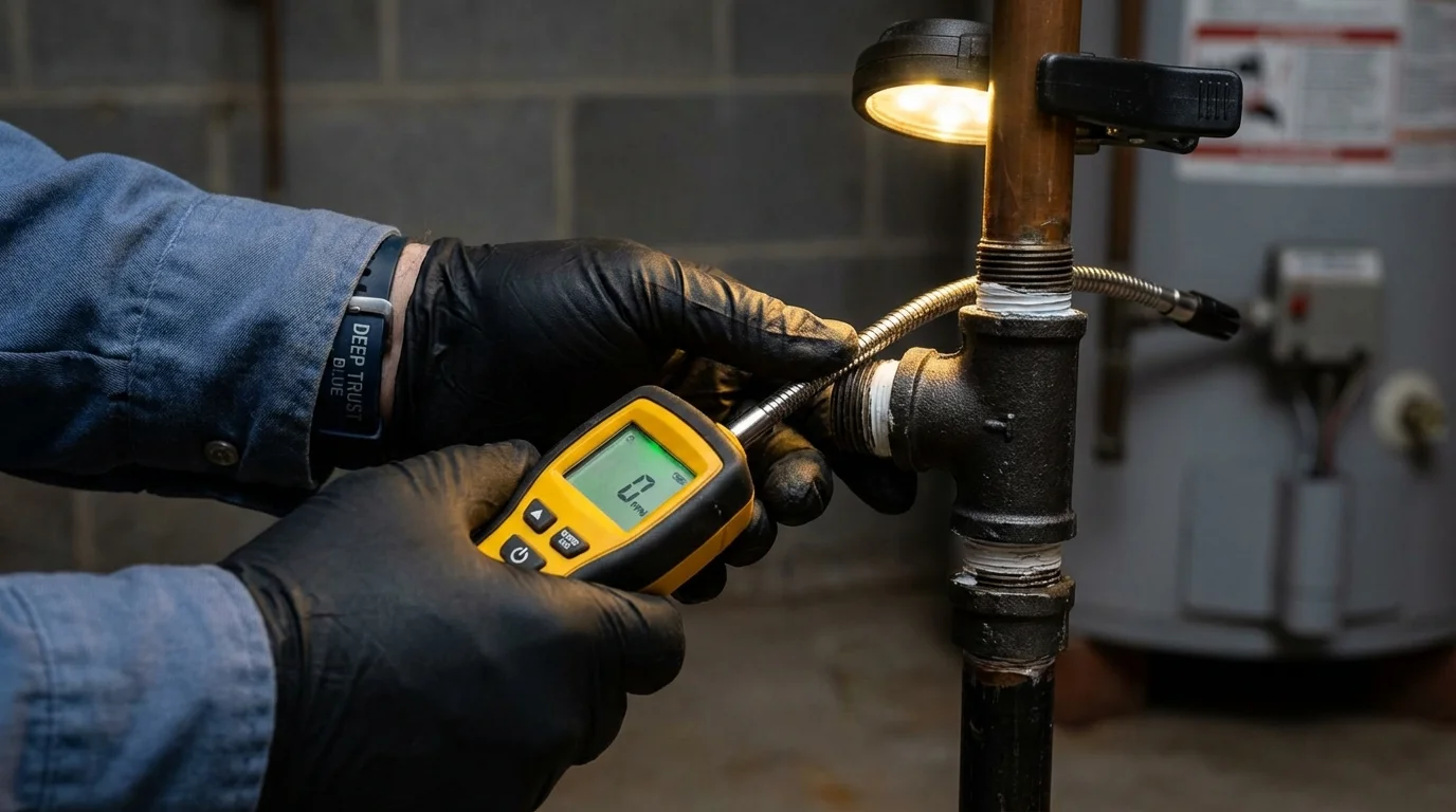 Gas leak detection with electronic sniffer by Johns Plumbing LLC in Converse